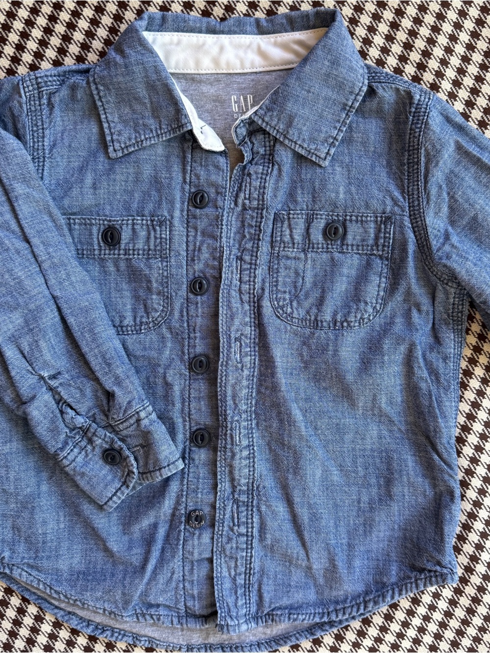 GAP Kids Blue Denim-Style Button Front Shirt